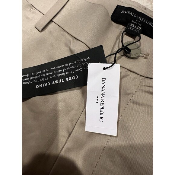 Banana Republic Pants Mens 35x30 Beige Khaki Slim Fit Core Temp Chino Stretch - Picture 4 of 10